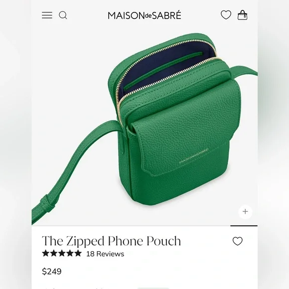 Maison de Sabre The Zipped Phone Pouch in Green - Never Used - Picture 6 of 13